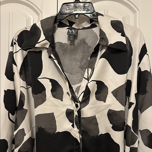 Worthington Monochrome Floral Long Sleeve Dress - Picture 3 of 9